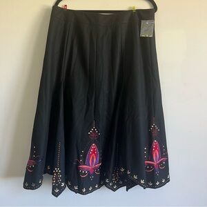 Peter Nygard Nordic Inspired Embroidered Black Skirt